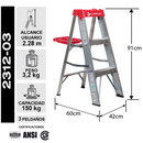Piso Escalera Aluminio Tijera 3 Peldaños 0.87 M. Cuprum