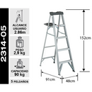 Escalera Aluminio Tijera 5 Peldaños 90 Kg Cuprum