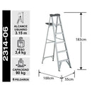 Escalera Aluminio Tijera 1.83 M Capacidad 90 Kg Cuprum
