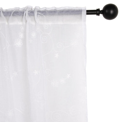 Set Cortina Velo Bordado 140X230 Cm Blanco 2 Paños Pasador
