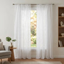 Set Cortina Velo Bordado 140X230 Cm Blanco 2 Paños Pasador