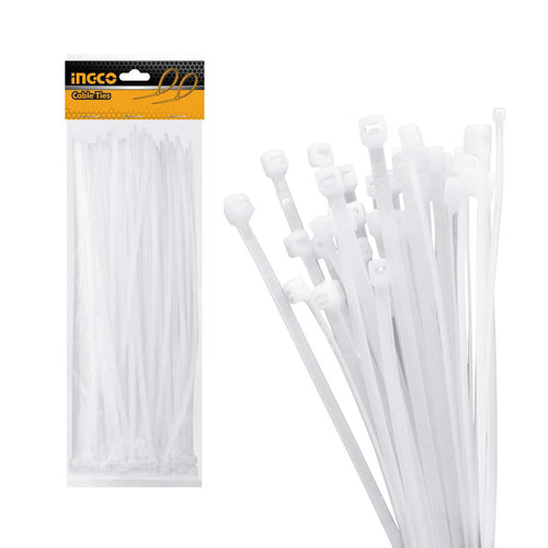 PACK 100 AMARRAS PLASTICAS BLANCAS 7.2X400MM INGCO HCT4001