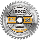 Disco De Sierra Circular Industrial Madera 40T 185Mm 7 1/4" Ingco Tsb118515