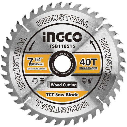 Disco De Sierra Circular Industrial Madera 40T 185Mm 7 1/4" Ingco Tsb118515