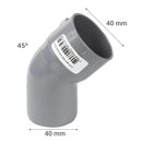 Codo 45O Pvc-S Cementar 40Mm Gris 1U