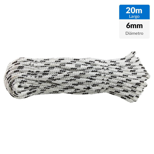 Cuerda Nylon Trenzado 6 Mm 20 M Blanco/Rojo
