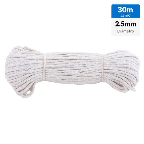Cuerda Algodon Trenzado 2.5 Mm 30 M Blanco