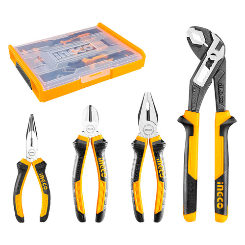 Set Alicates 4 Piezas + Caja Plastica 160-250Mm Ingco Hktv01P041