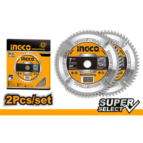 Disco De Sierra Circular 2 Unidades Madera 30T 185Mm 7 1/4" Ingco Ss Tsb118510