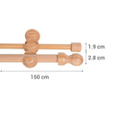 Set De Barra Cortina Doble 28/19 Mm 150 Cm Madera Natural