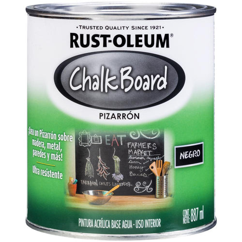 Pintura Pizarron Base Agua 0.877 lts Negro - Rust Oleum