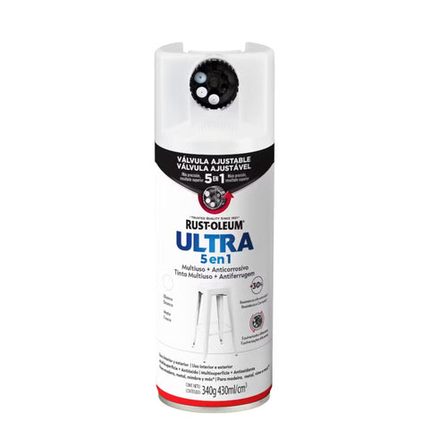 Pintura en Aerosol Ultra 5 en 1 340grs Blanco Mate - Rust Oleum