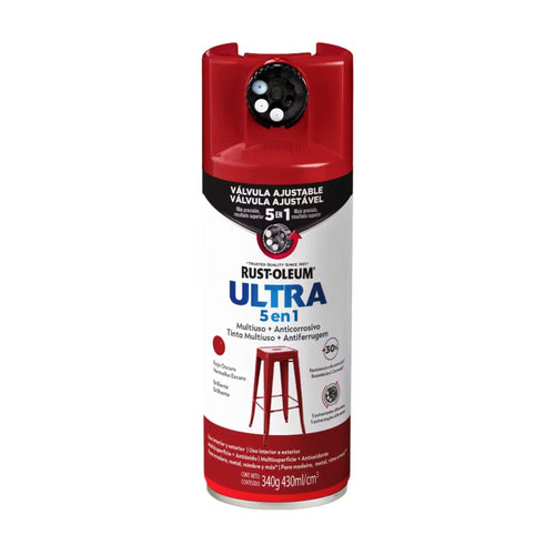 Pintura en Aerosol Ultra 5 en 1 340grs Rojo Oscuro Brillante - Rust Oleum