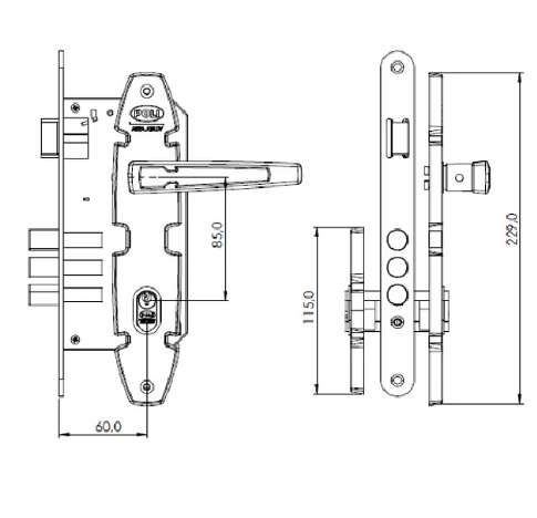 Cerradura Embutida Nordica B60 Acceso 1/2