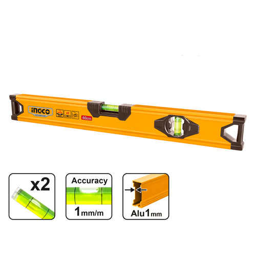 NIVEL DE 2 BURBUJAS 40CM INGCO SS HSL58040
