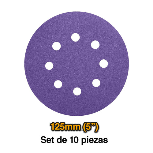 SET DISCOS DE LIJA ZIRCONIO 10PZA INDUSTRIAL 125MM/5