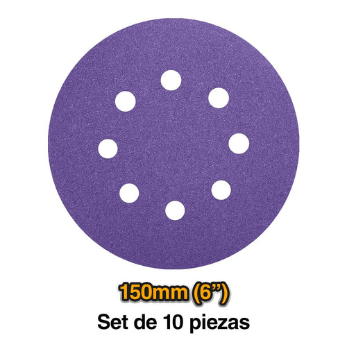 SET DISCOS DE LIJA ZIRCONIO 10PZA INDUSTRIAL 150MM/6