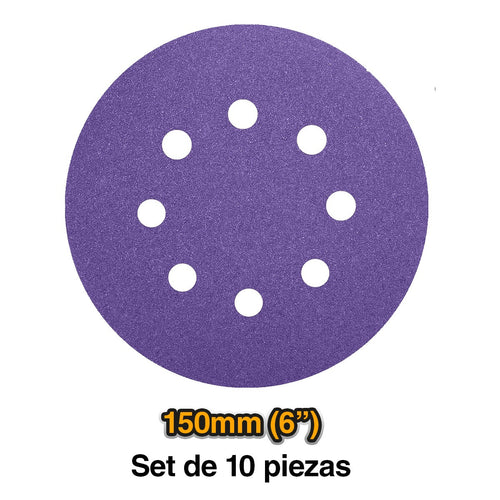 SET DISCOS DE LIJA ZIRCONIO 10PZA INDUSTRIAL 150MM/6