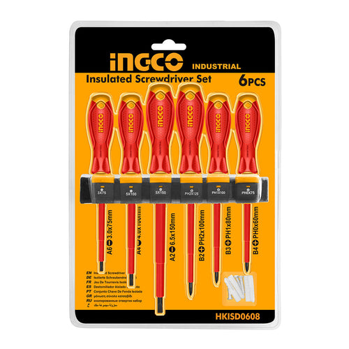 Set Destornilladores Industrial Aislado Vde Ph/Sl 6 Piezas Ingco Hkisd0608