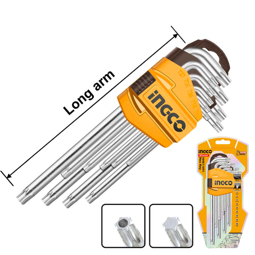 SET LLAVES TORX INDUSTRIAL 9 PIEZAS T10-T50 INGCO HHK13091