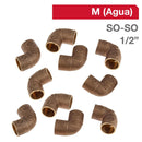 Codo Bronce So/So 1/2" 10 Un