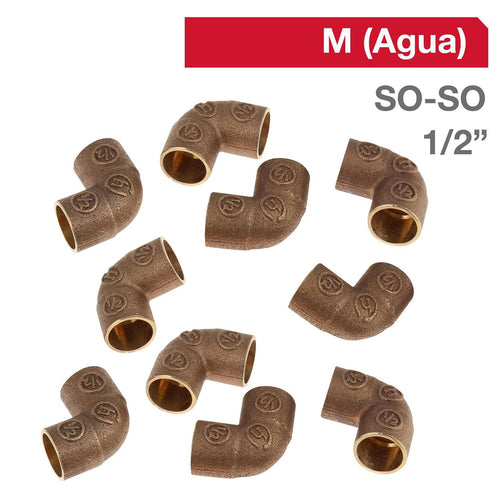 Codo Bronce So/So 1/2" 10 Un