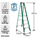 Escalera Fibra De Vidrio Tijera 8 Peldaños Cuprum
