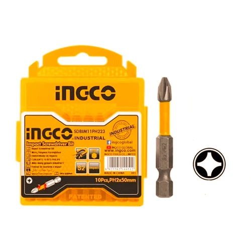 SET PUNTAS DE IMPACTO INDUSTRIAL 10 PIEZAS PH2+PH2X65MM INGCO SDBIM21PH233