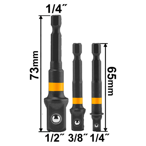 SET ADAPTADOR HEXAGONAL A CUADRANTE 3 PIEZAS 1/4