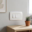 Placa 3 Modulos Con Soporte Blanco