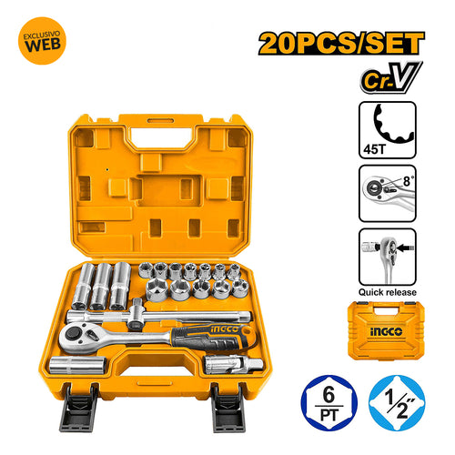 SET DADOS Y CHICHARRA INDUSTRIAL 20 PIEZAS 1/2