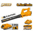 Soplador + 1 Bateria 2,0Ah Y Cargador Normal 20V 8,5M³/Min Ingco Cabli203235