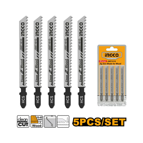 Set Hojas Sierra Caladora Para Madera 5 Piezas Ingco Jsbt101D