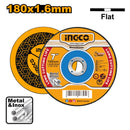 DISCO DE CORTE PLANO PARA METAL E INOX 180X1,6X22MM 7