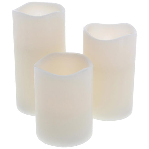 Set De 3 Velas Crema Led Con Bateria
