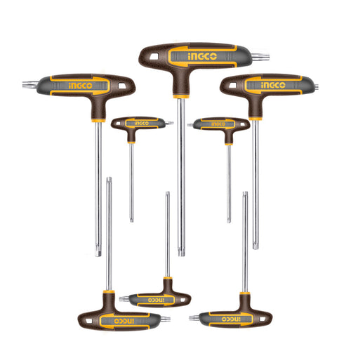 SET LLAVES TORX MANGO EN T INDUSTRIAL 8 PIEZAS T10-T50 INGCO HHKT80838
