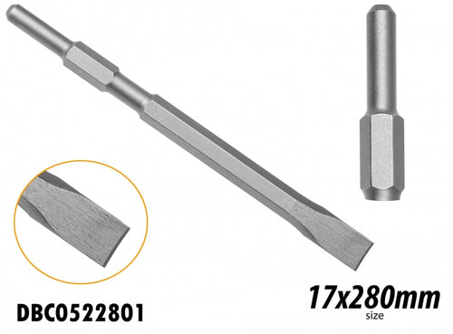Cincel Plano Sds Hex Para Martillo Demoledor 17X22X280Mm Ingco Dbc0522801