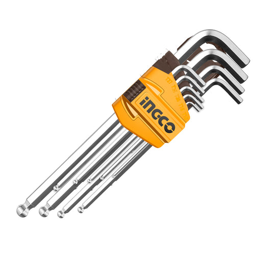 SET LLAVES ALLEN PUNTA BOLA LARGAS INDUSTRIAL 9 PIEZAS 1.5-10MM INGCO HHK12092
