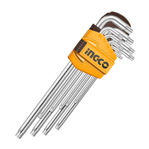 SET LLAVES TORX LARGAS INDUSTRIAL 9 PIEZAS T10-T50 INGCO HHK13092