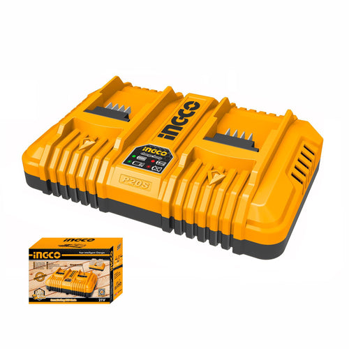 CARGADOR DE BATERIA RAPIDO DOBLE 4AH INDUSTRIAL P20S 20V INGCO FCLI2034