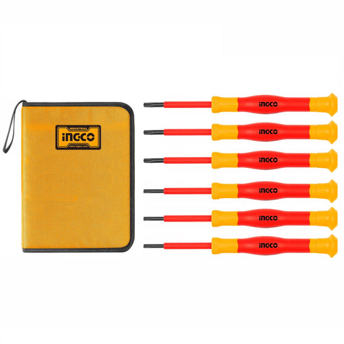Set Destornillador Precision Industrial Aislado Vde 6 Piezas Ingco Hkipsd0601