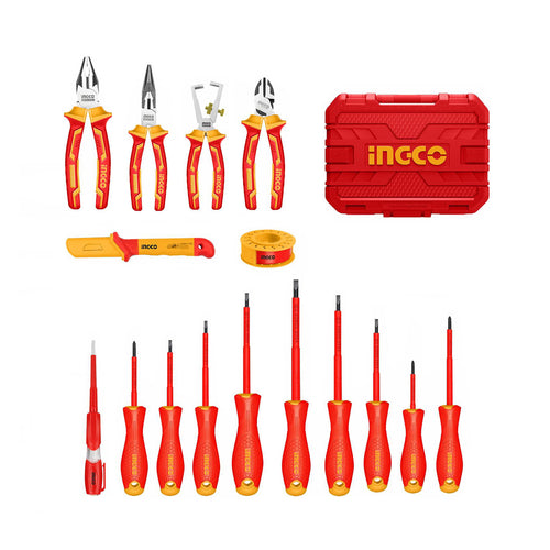 SET DE HERRAMIENTAS VDE INDUSTRIAL 16 PIEZAS INGCO HKITH1601