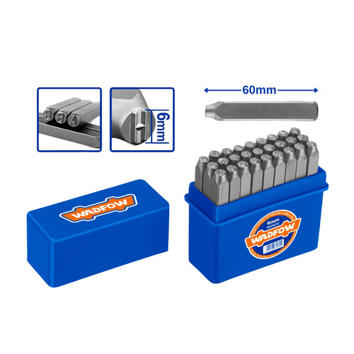 SET PUNZONES LETRAS Y SIMBOLOS 27 PIEZAS DE 6MM WADFOW WCC9276
