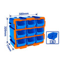 CONTENEDOR APILABLE PARA ALMACENAMIENTO  380X170X320MM 9 PIEZAS WADFOW WTB8330