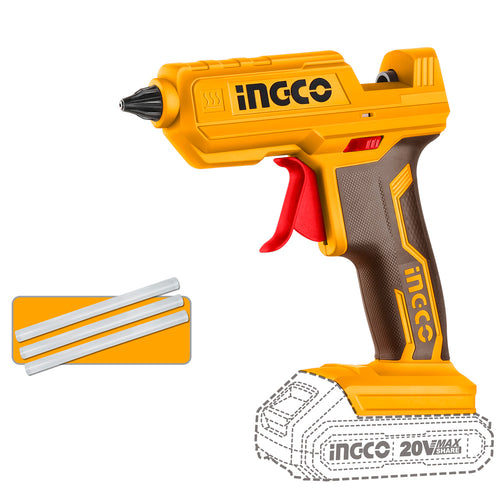 PISTOLA PARA SILICONA INALAMBRICA 20V INGCO CGGLI2001