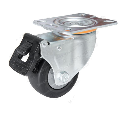 Z03 PU Rueda Giratoria con freno Base Plana 75mm - Supo