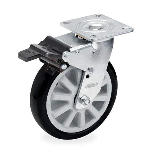 Z07 PU Rueda Giratoria con freno Base Plana 200mm - Supo