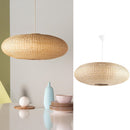 Lampara Colgante Circular Mimbre Blanco
