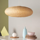 Lampara Colgante Circular Mimbre Blanco