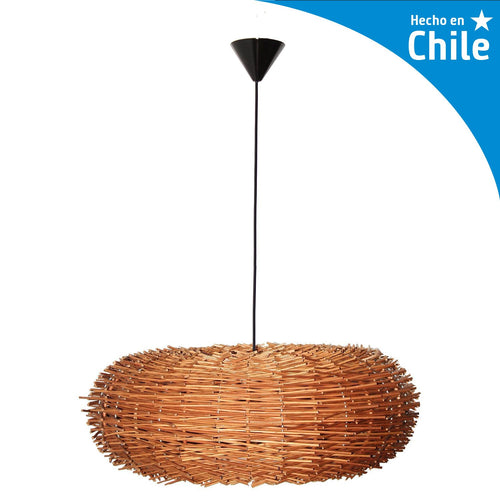 Lampara Colgante Erizo Mimbre Cafe 62 Cm
